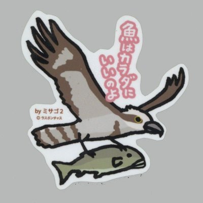 画像1: 【野鳥生活】防水UVステッカー「魚はカラダにいいのよ」送料180円 