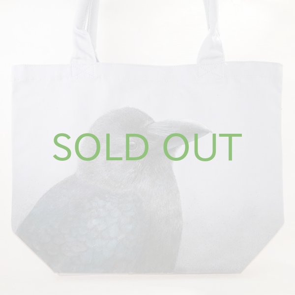 画像1: 手描きカバン・持ち手太いトート「ハシブトガラス04」（寄付金付） (1)